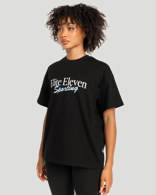 Women's Script Oversized Tee - Black / Blue