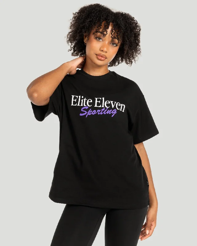 Women's Script Oversized Tee - Black / Purple