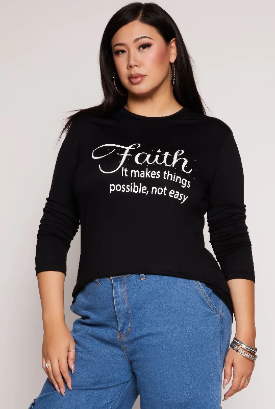 Plus Size Faith Rhinestone Graphic Tee