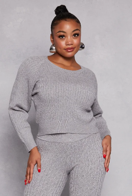 Plus Size Daisy Cable Knit Sweater