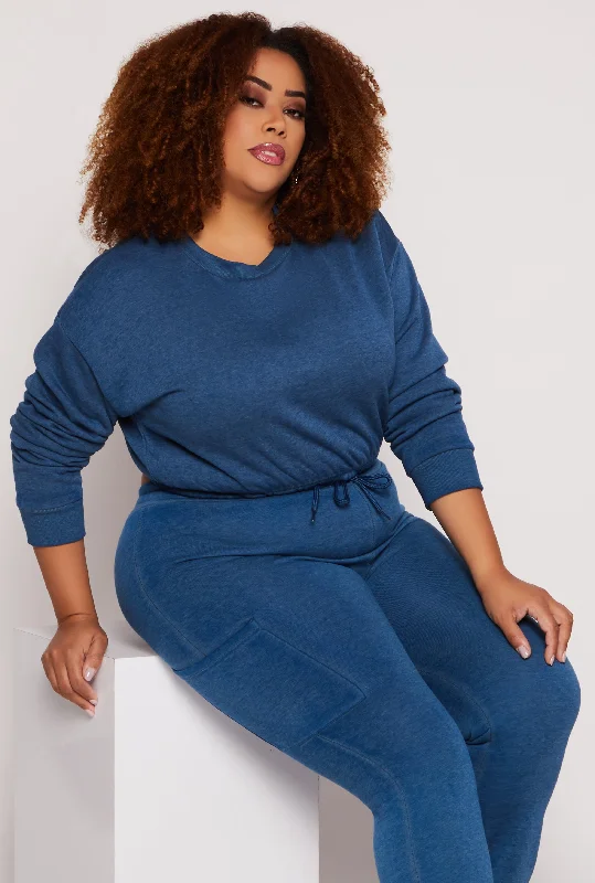 Plus Size Fleece Cropped Sweatshirt