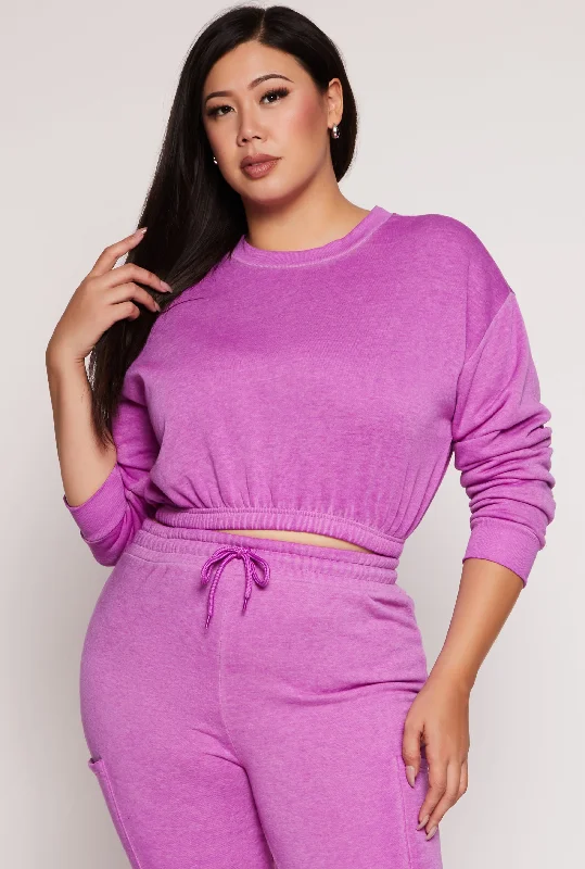 Plus Size Fleece Cropped Sweatshirt