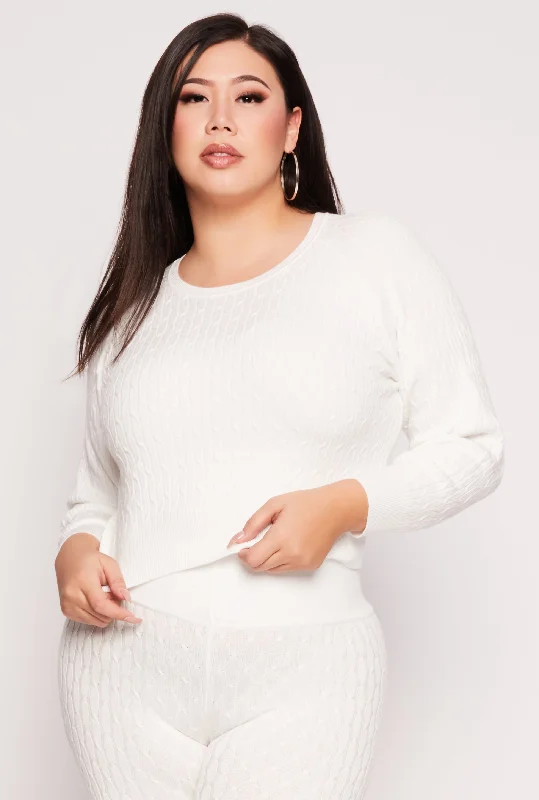 Plus Size Daisy Cable Knit Sweater