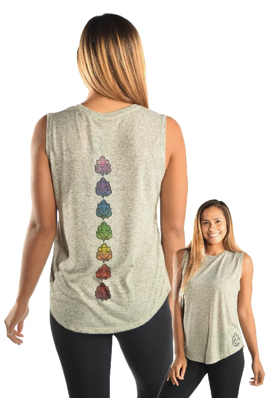 Oatmeal Linen Blend Boyfriend Tee with Full Chakra Back