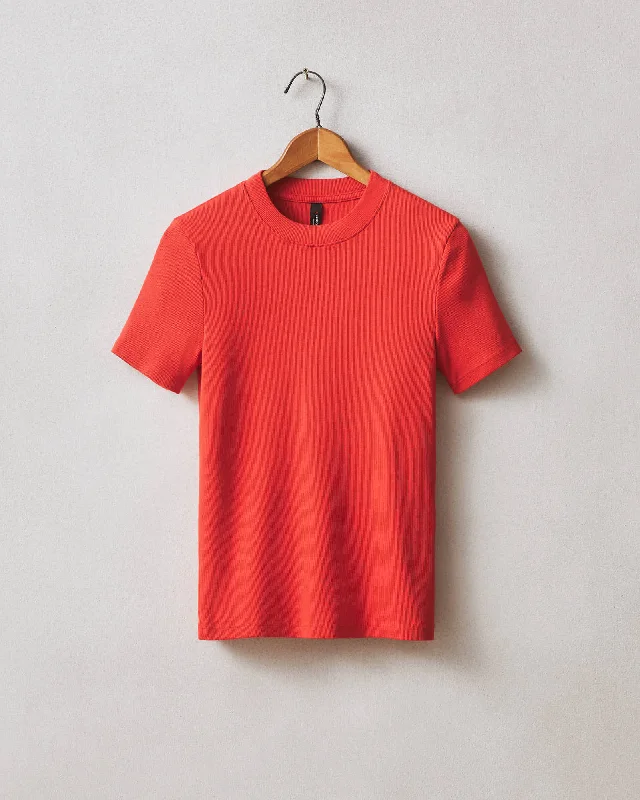 Stretch Rib Crew Tee - Crimson