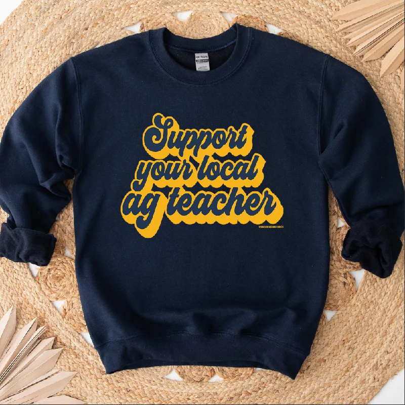 Retro Support Your Local Ag Teacher Navy & Gold Crewneck (S-3XL) - Multiple Colors!