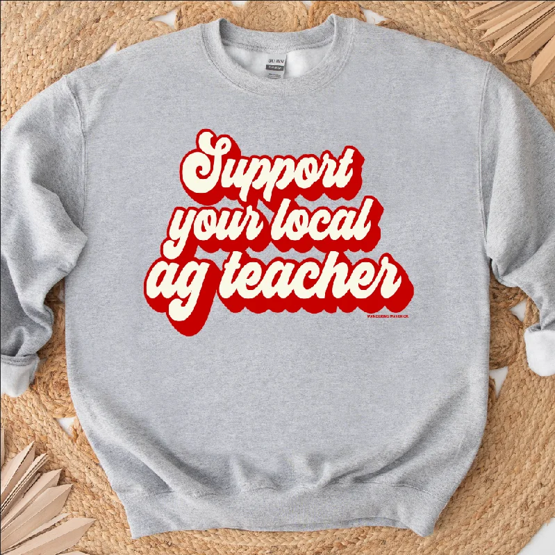 Retro Support Your Local Ag Teacher Red Crewneck (S-3XL) - Multiple Colors!