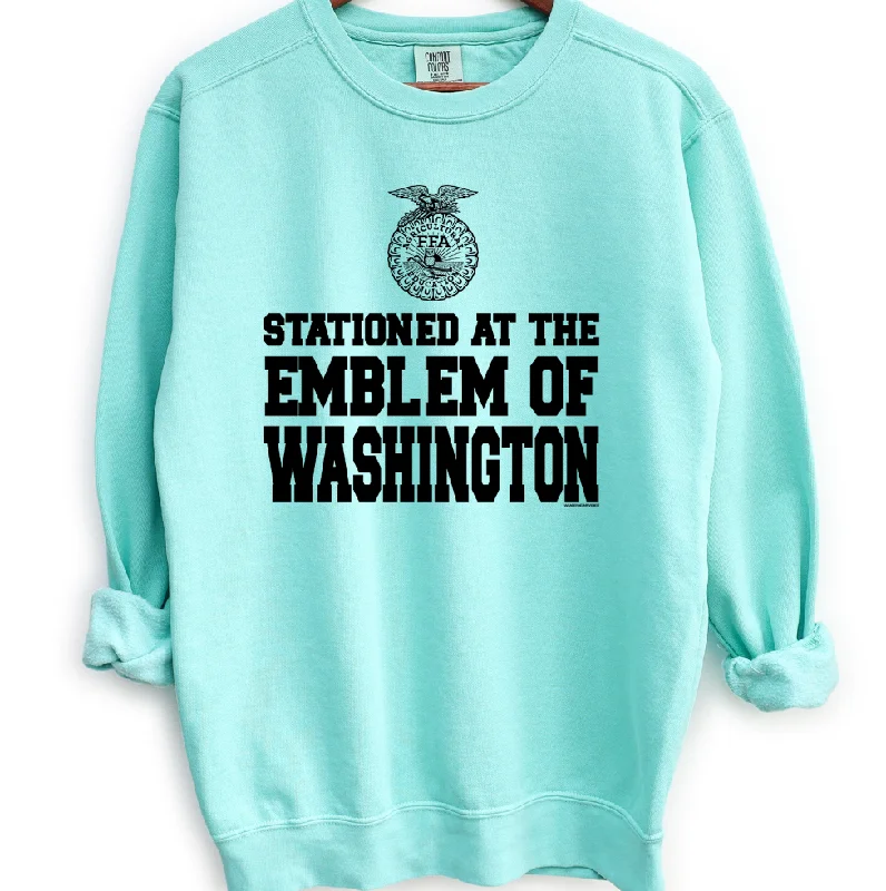 Stationed At The Emblem Of Washington Crewneck (S-3XL) - Multiple Colors!