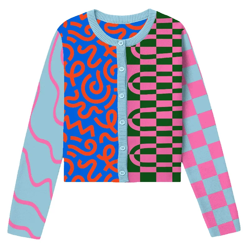 Women's multi-colored patterned art cardigan sweater