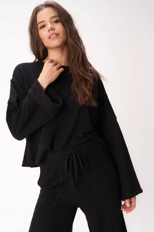 Essential Cozy Rib Top - Black