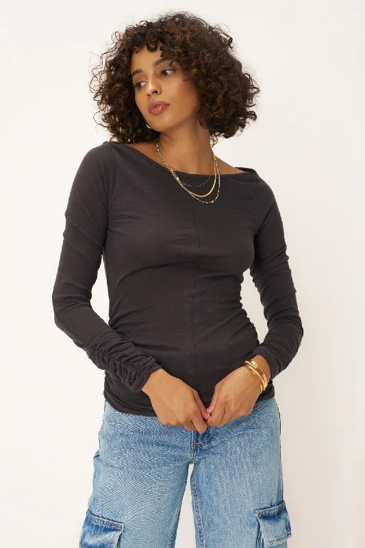 Starry Haze Ruched Long Sleeve - Washed Black