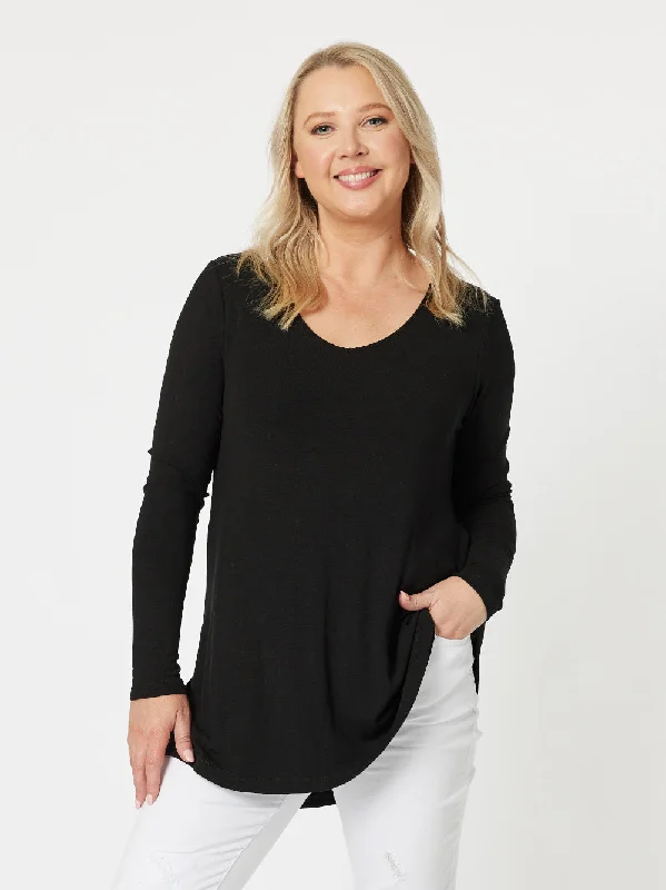 Keely Long Sleeve Top - Black