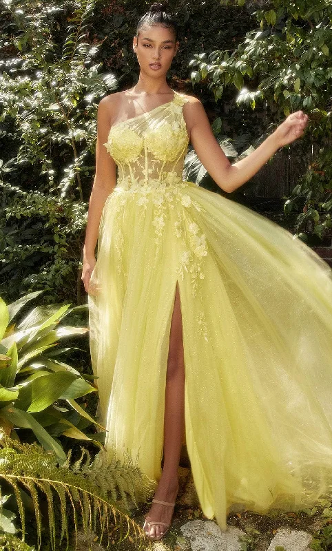 Andrea and Leo A1140 - Butterfly Appliqued Asymmetric Prom Gown