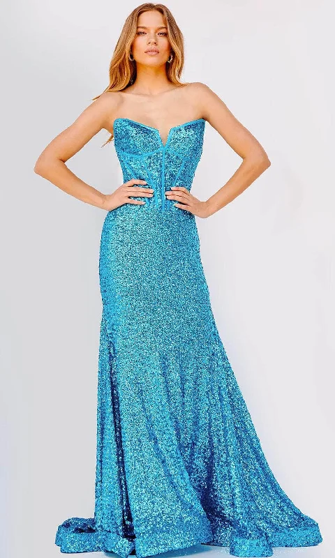 Jovani 23077 - Strapless Sequin Mermaid Prom Gown