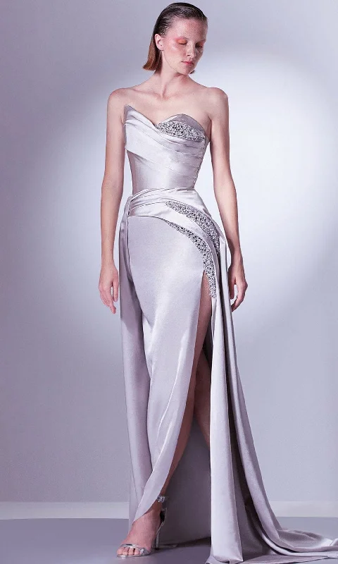 MNM Couture G1336 - Beaded Sash Evening Gown