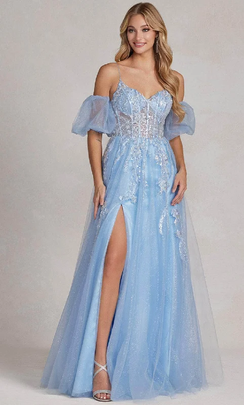 Nox Anabel E1173 - Cold Shoulder Tulle Prom Gown