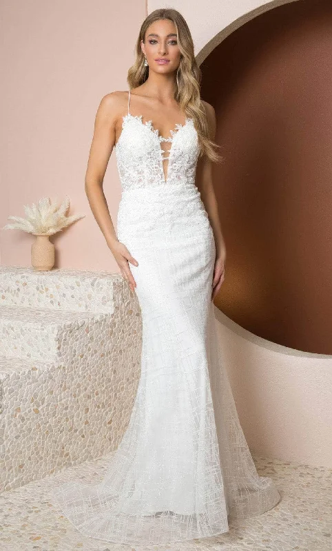 Nox Anabel R282-1W - Embroidered Lace Sheath Gown