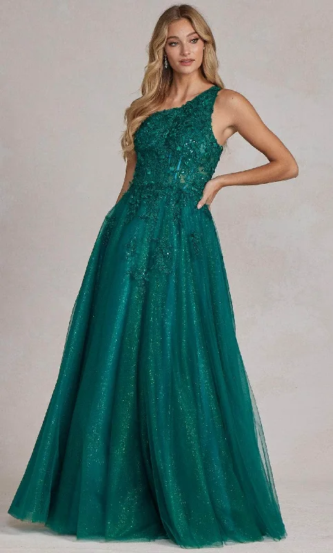 Nox Anabel T1143 - Lace Appliqued A-Line Prom Gown