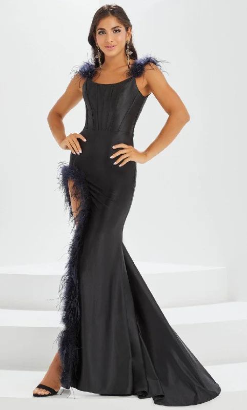 Tiffany Designs by Christina Wu 16027 - Feathered Slit Prom Gown